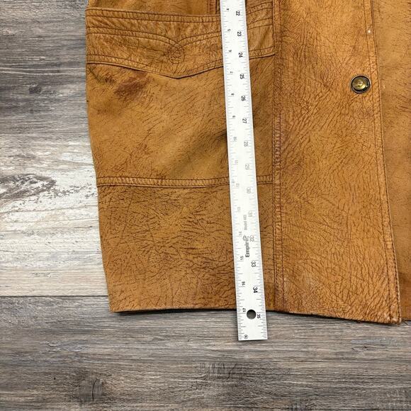 Vintage 80s 90s Winlit Brown‎ Womens L Suede Leather Trench Coat Jacket - Picture 11 of 12